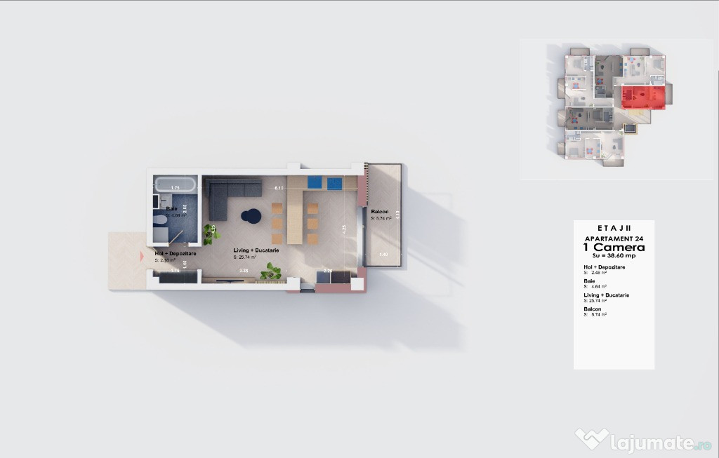 Apartament 2 cam nou 38 m | Comision 0% - 1250 m2 - Pret promo Visani