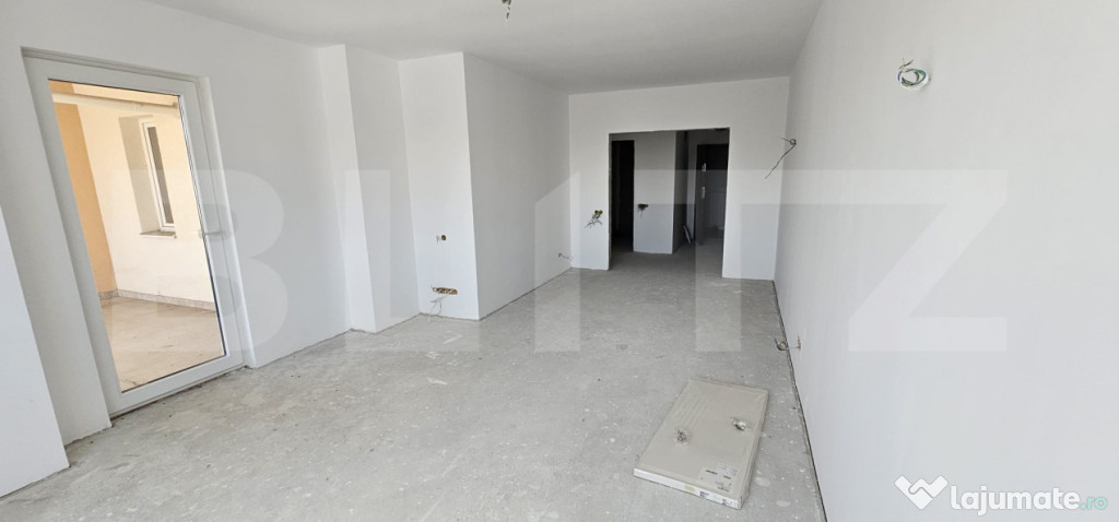 Apartament 3 camere – semifinisat, cu terasă de 20 mp –