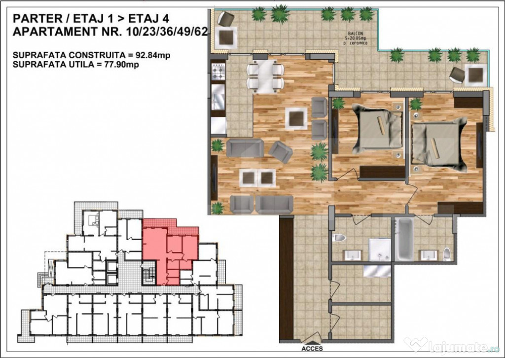 Apartament de vânzare – bloc nou, zona Aurel Vlaicu 48,60