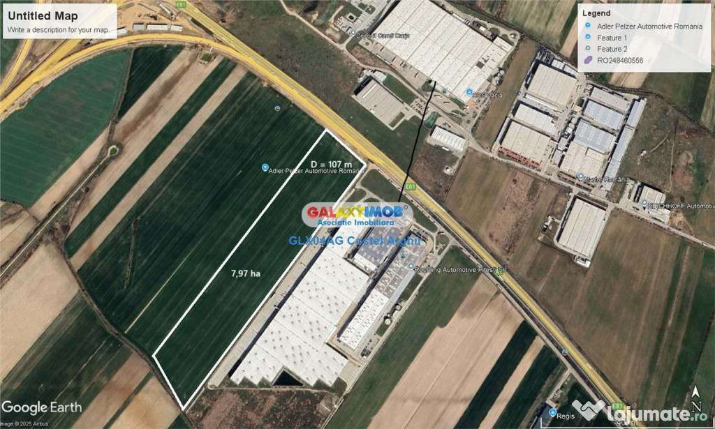Vindem teren extravilan 7,97 ha , deschidere 107 m la A1 si