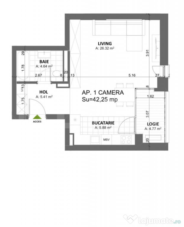 Apartament cu 1 camera Timișoara Nord- Cal. Totontalului