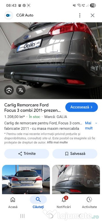 Carlig de remorcare Ford Focus 3
