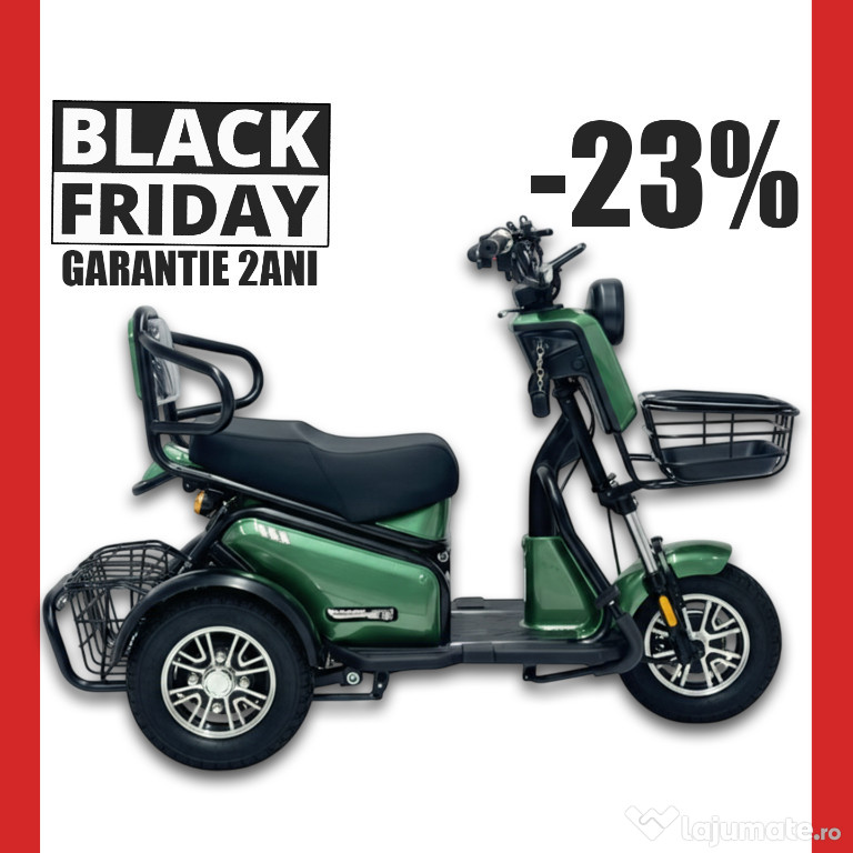 -23%REDUS! Triciclu electric 2 locuri full options 20ah/ livrare acasa