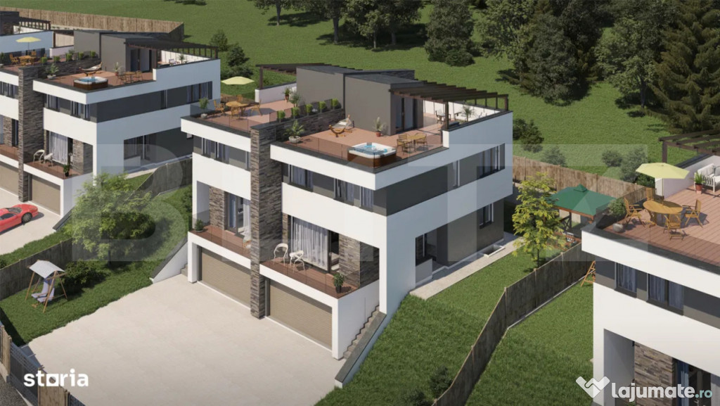 Casa moderna cu terasa panoramica si garaj dublu – confort