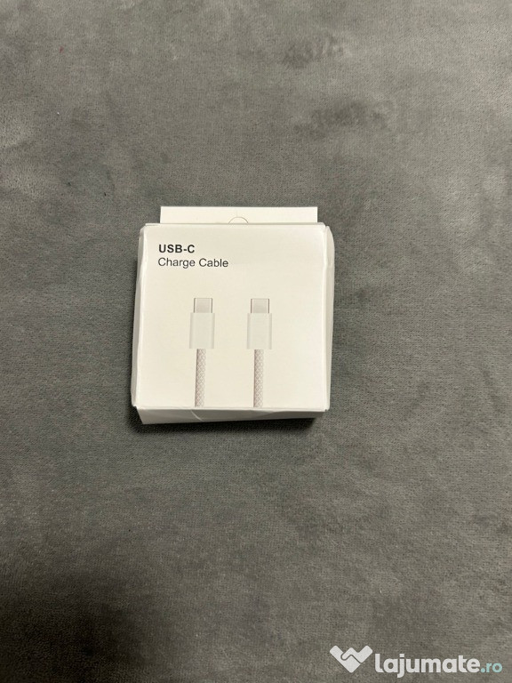 Cablu USB-C braided 1m–Fast Charge–Alb, Nou–Compatibil iPhone, Samsung