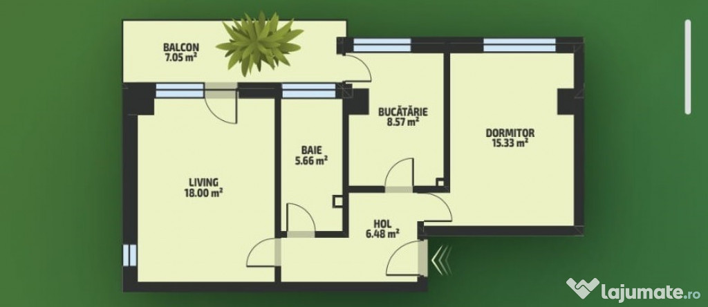 Apartament 2 camere decomandat, etaj intermediar, Tatarasi