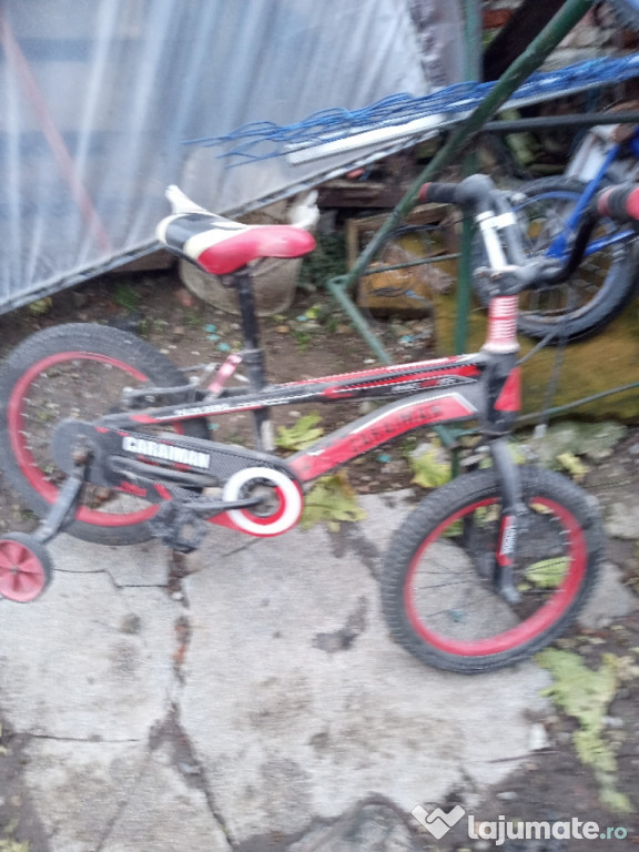 Vând bicicleta roșie și albastra