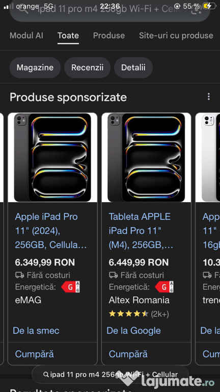 Tableta IPad 11 Pro (mk4) Wi-Fi+Cellular 256 GB