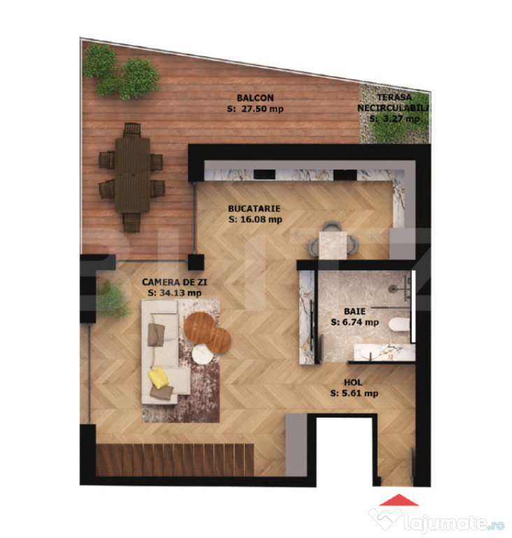 Apartament imens 2 camere cu 2 balcoane mari – EAS Residen