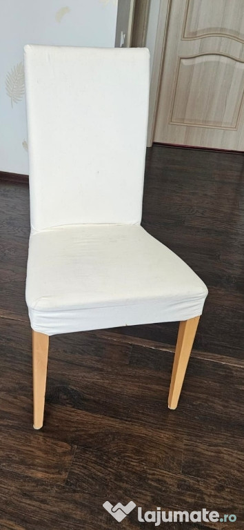 3 scaune lemn cu husă