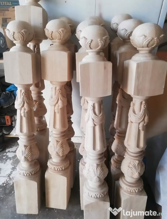 Balustri și stâlpi din lemn pentru scări