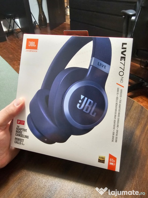 Casti audio wireless over-ear JBL LIVE 770NC, True Adaptive NC, Blueto