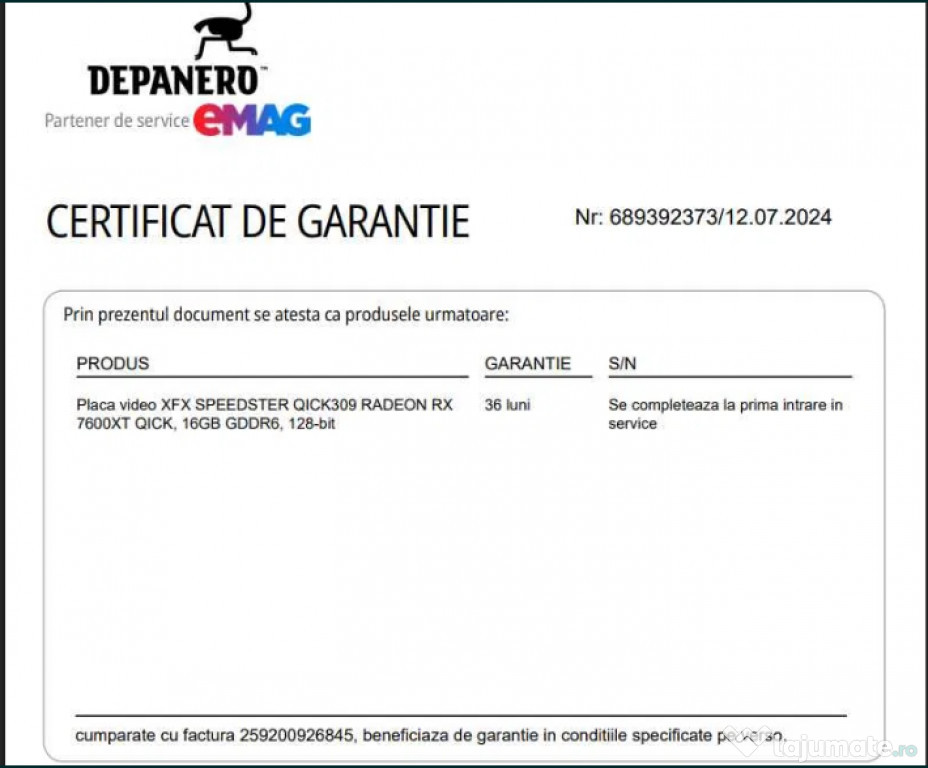 Placa video XFX SPEEDSTER QICK309 RADEON RX 7600XT 16GB GDDR6, 128-bit