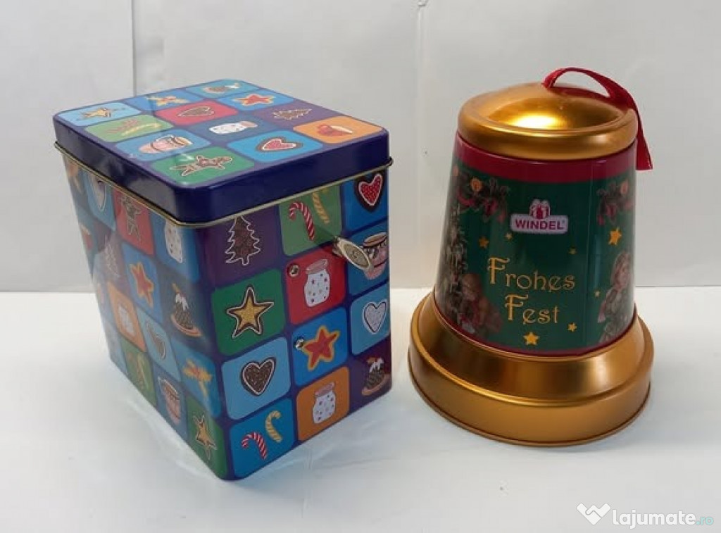 2 cutii muzicale din tablă pentru dulciuri, funcționale (65 - 55 lei)