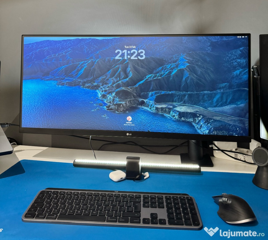 Monitor LG Ultra Wide 34", QHD, IPS - stare excelenta + lampa led