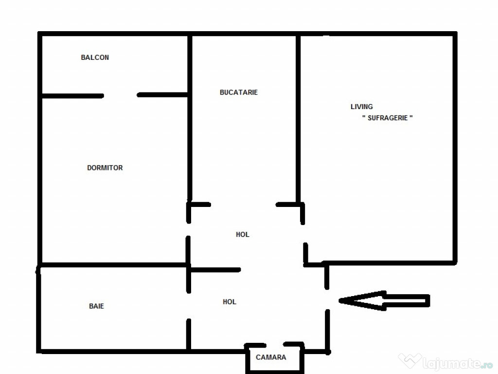 Apartament 2 camere (posibil 3), Confort 1, Bl Interventii