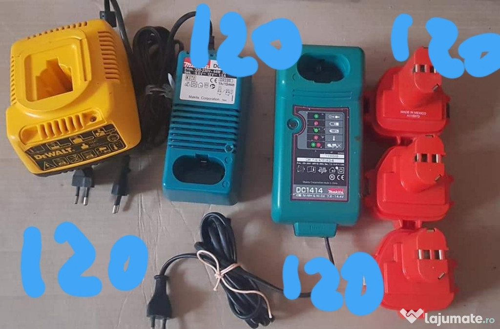 Încărcătoare Makita și Dewalt.