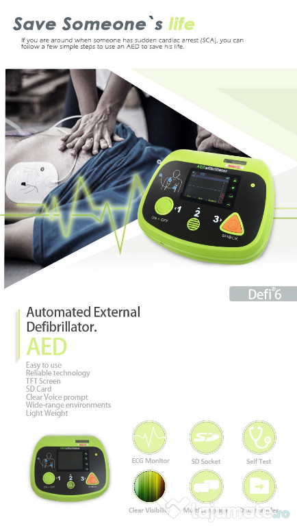 Portable color screen AED defibrillator monitor with ECG bip