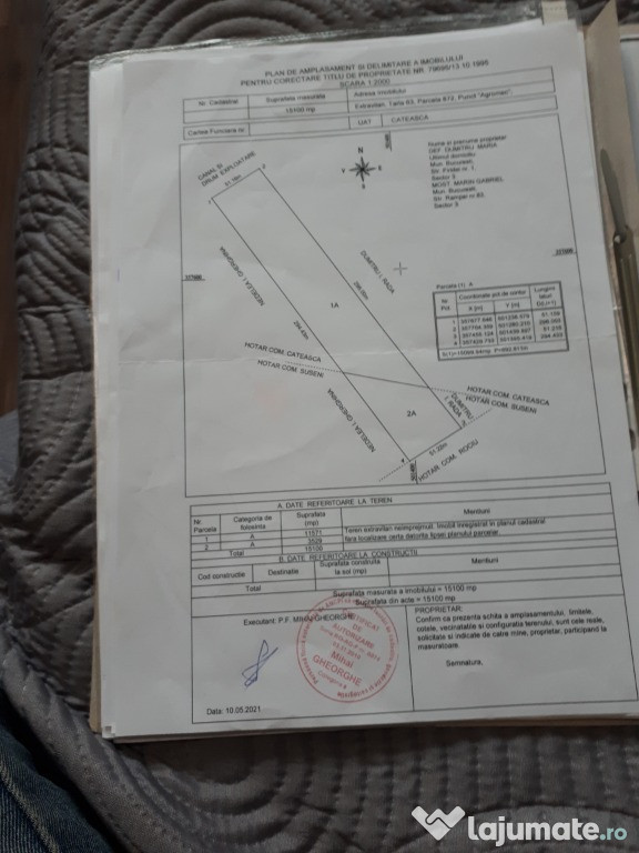 Cateasca-Gruiu- teren 1,51 ha/52m,tarla 63, parcela 872/6