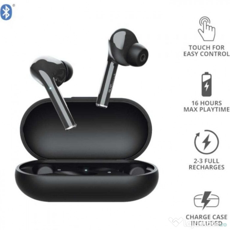 Casti True Wireless Trust Nika Touch, Bluetooth, Negru