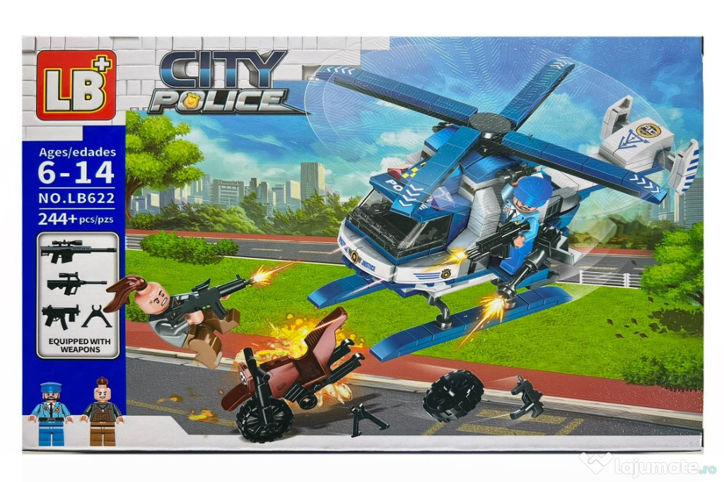 Set de constructie City Police, 244 piese tip lego