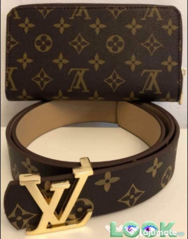 Set Louis Vuitton new model,curea +portofel, logo metalic, Franta