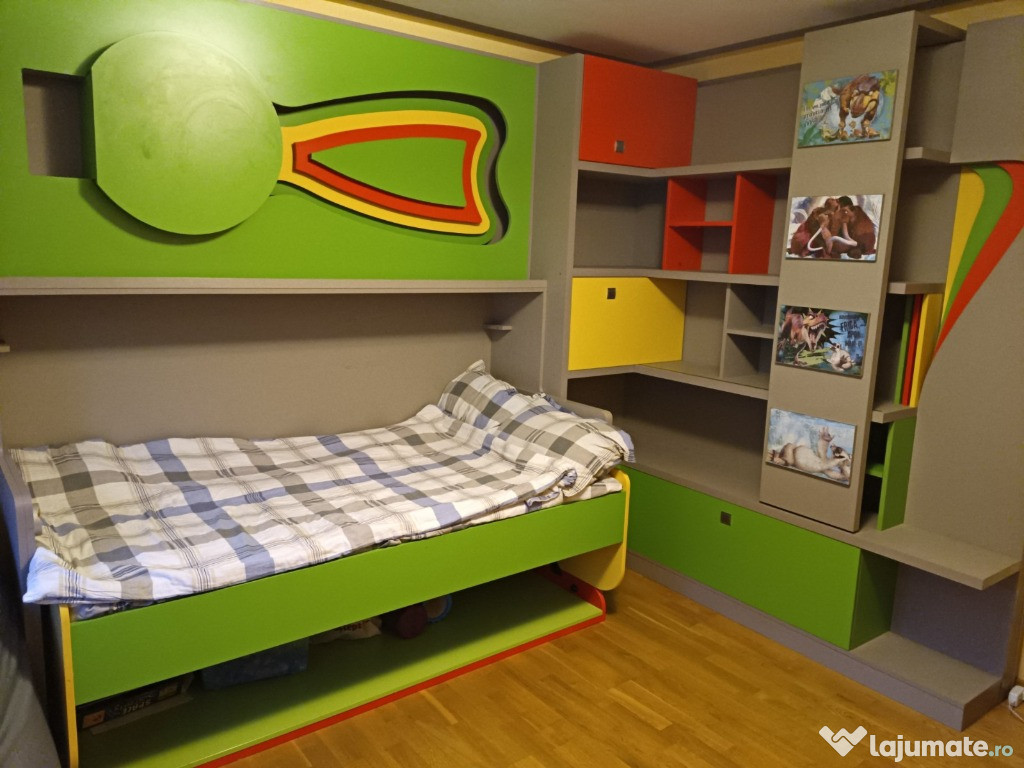 Mobila dormitor modern vesel copil (fata/baiat)