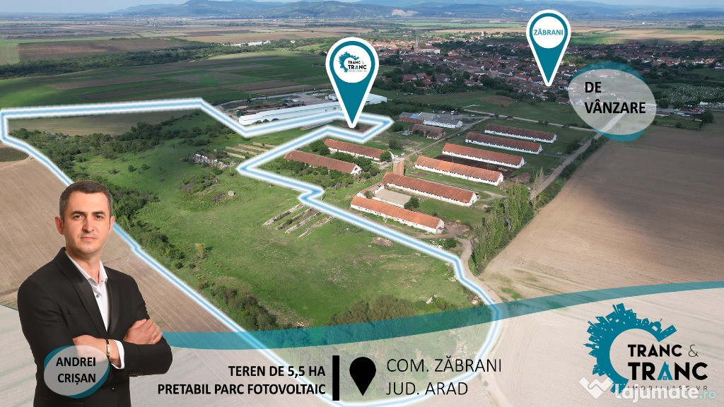 Teren de 5,5 ha pretabil fotovoltaice, în Zăbrani(ID: 26650)