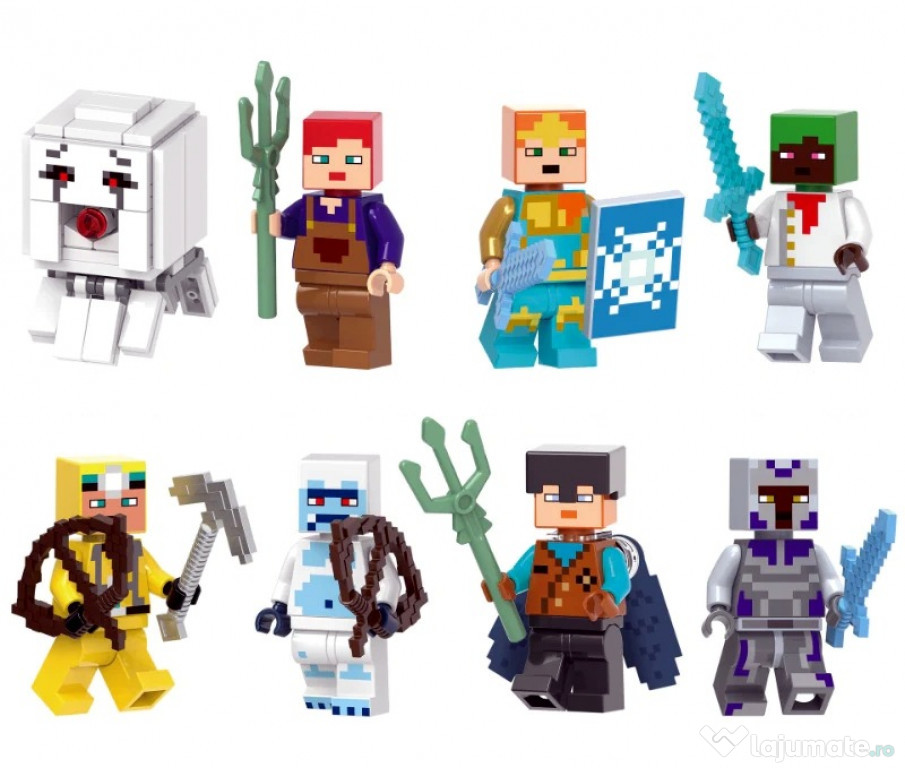 Set 8 Minifigurine noi tip Lego Minecraft cu Royal Knight