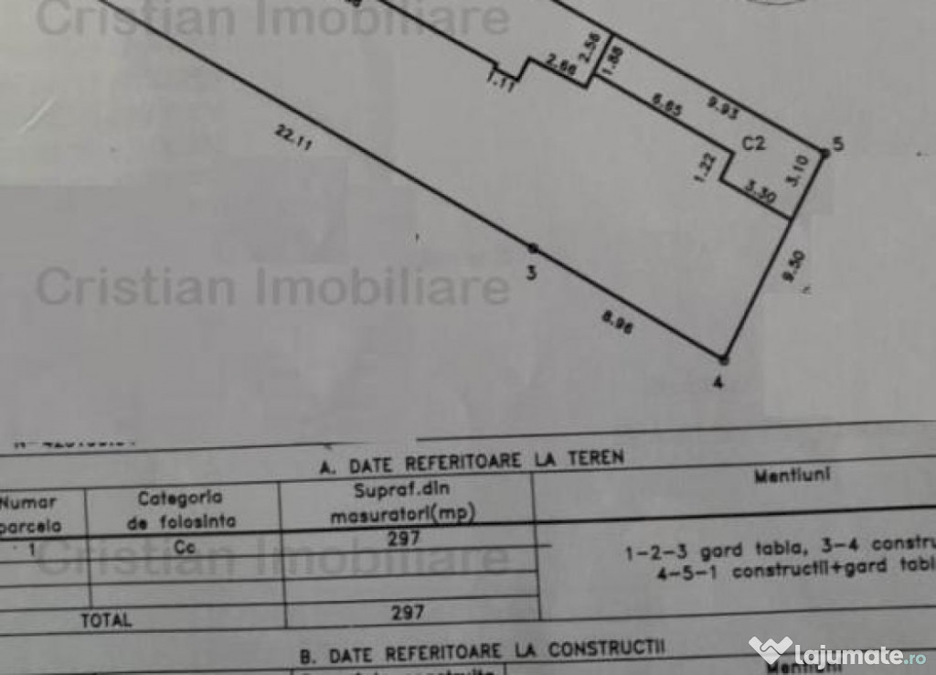 ID 15729 - Teren 297 mp, deschider 10 m, Radu Negru - Buzau