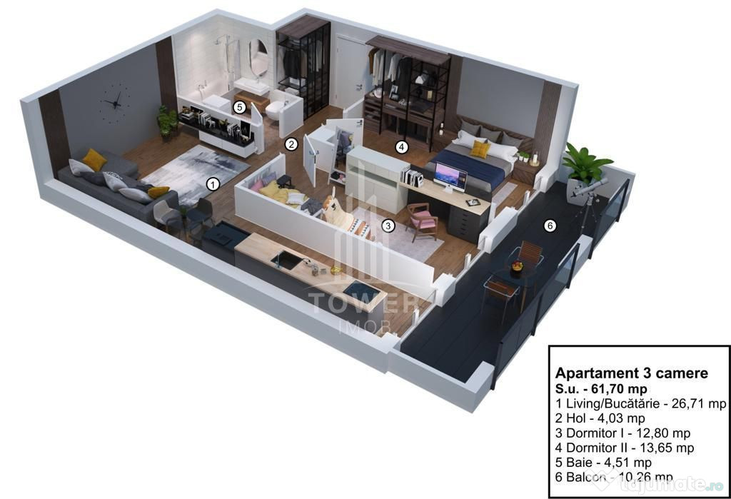 Apartament 3 camere de vânzare | Velvet Residence-Str. O...