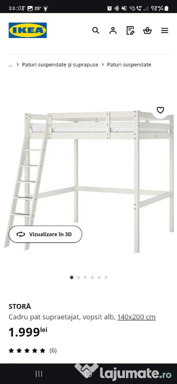 Cadru lemn pat suspendat din ikea