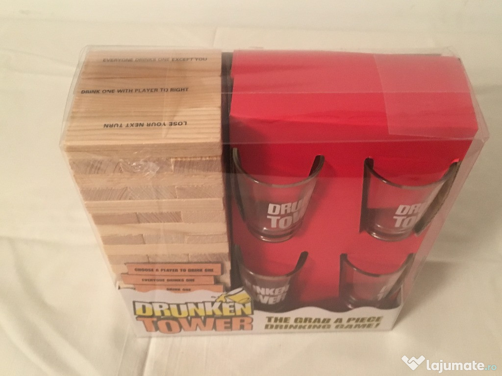 Jenga Drinking Set. Drunken Tower – cadoul ideal. Sigilat!