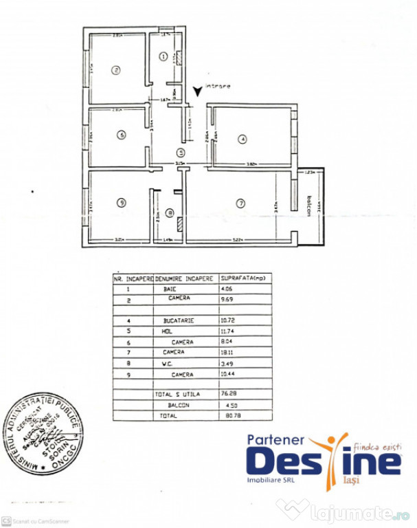 Apartament 4 camere 80,78 mp - cartier FRUMOASA