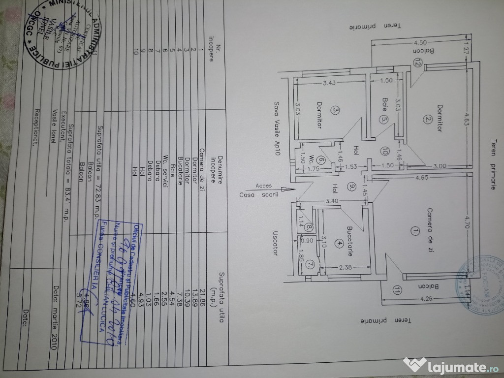 Apartament 3 camere, 84mp utili, CT, AC, bloc vila