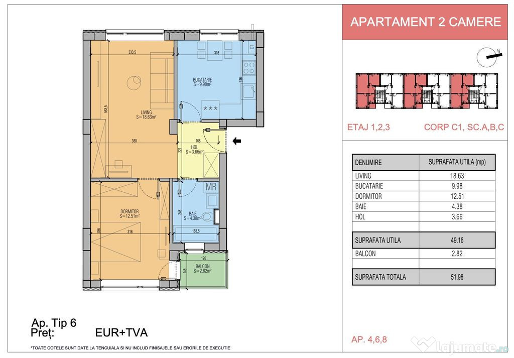 Popesti Leordeni 2 camere proiect deosebit 65291 euro