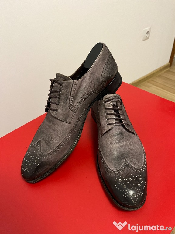 Pantofi piele class LondonTailors Original 9(43) gri degrade imprimati