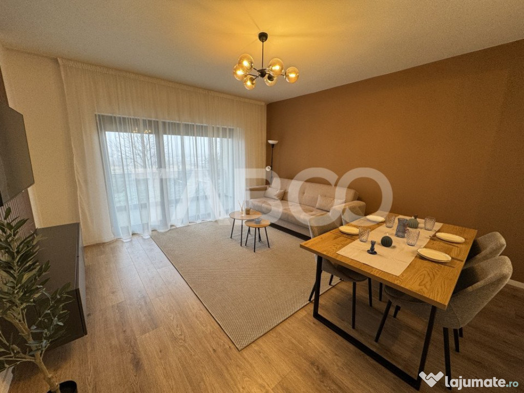 Apartament mobilat utilat 2 camere 2 bai 55 mpu balcon loc p