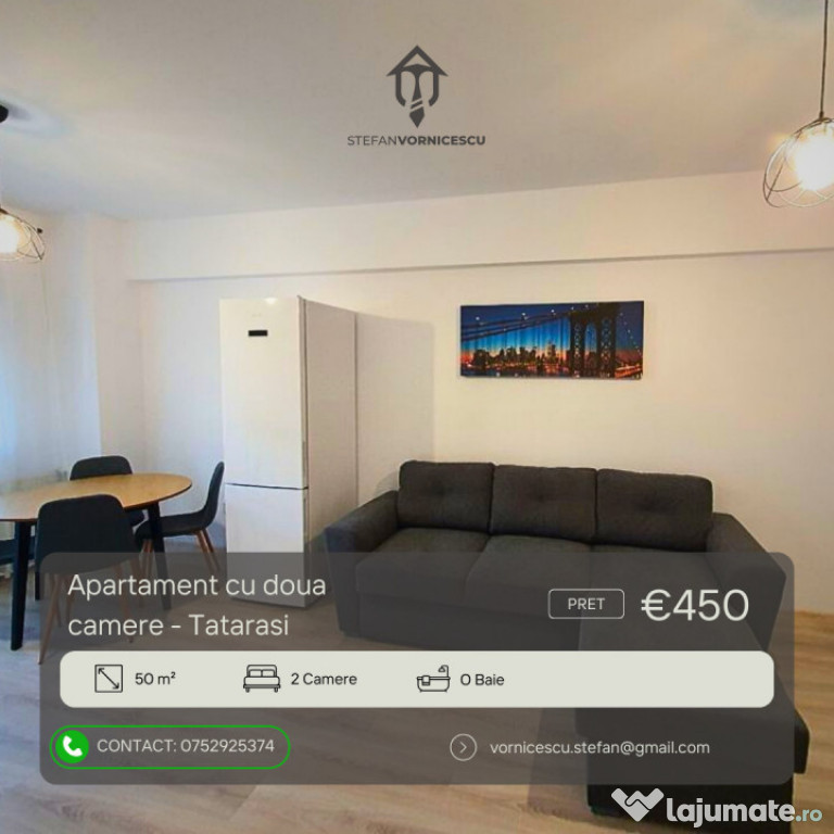 Apartament 2 camere de închiriat – Tătărași, Han Tăt