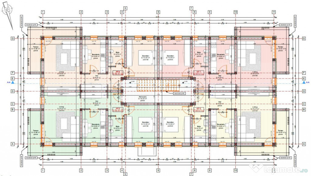 Teren intravilan, St = 871 mp, 14 apartamente, AC Bloc P+2E+