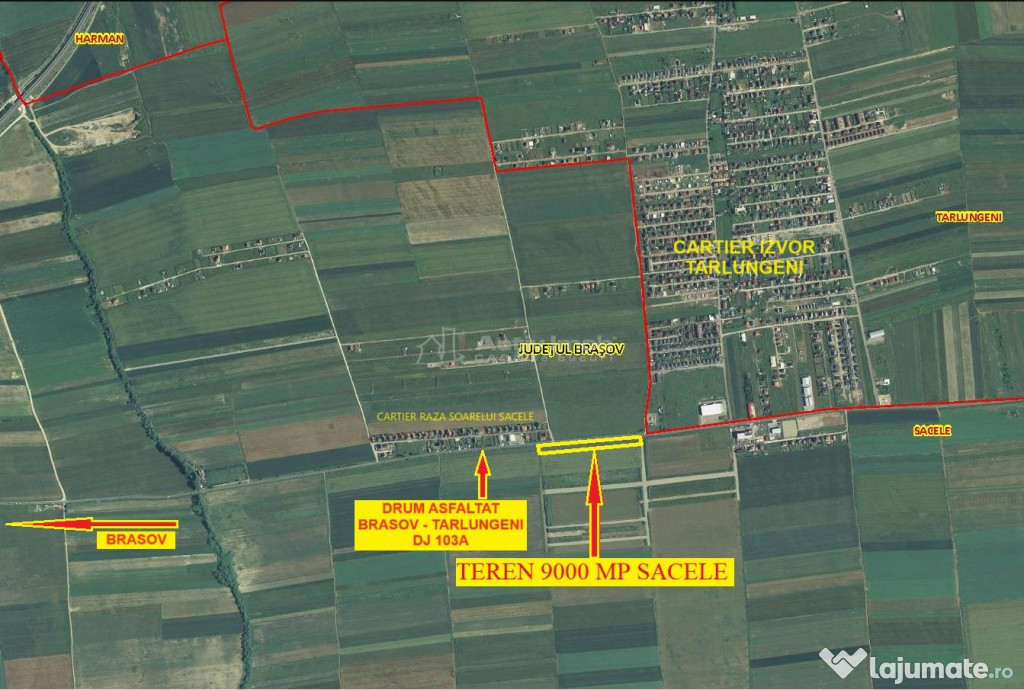 9000 m2 Izvor, front 350m la sosea, utilitati aproape, super