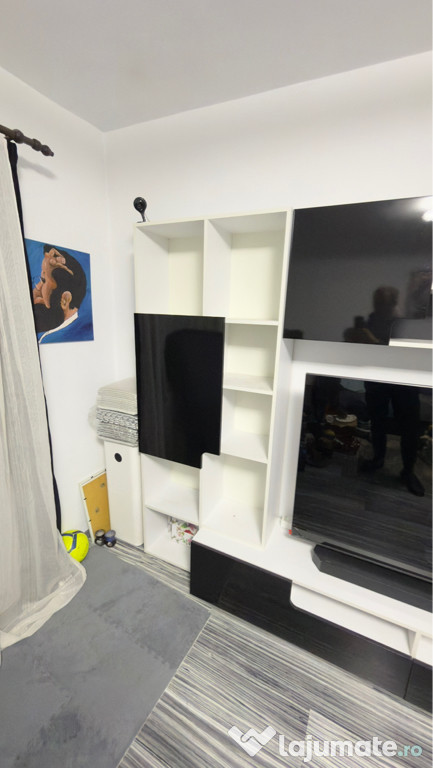 Mobila moderna living, culoare alb-negru, impecabila