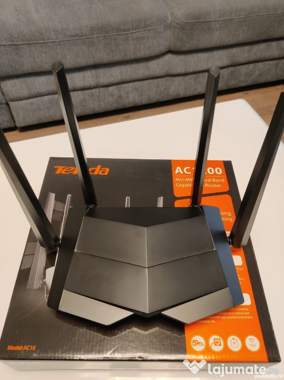 Router Wireless Gigabit TENDA AC10, Dual-Band, 300 + 867 Mbps, negru