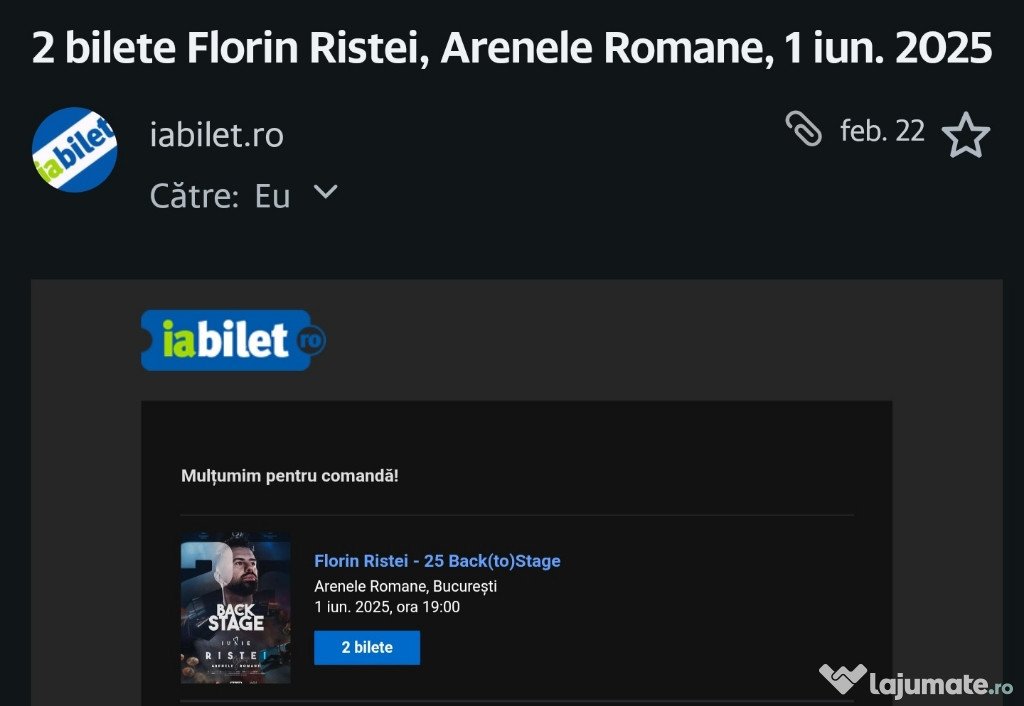 2 Bilete concert Florin Ristei 1 iunie