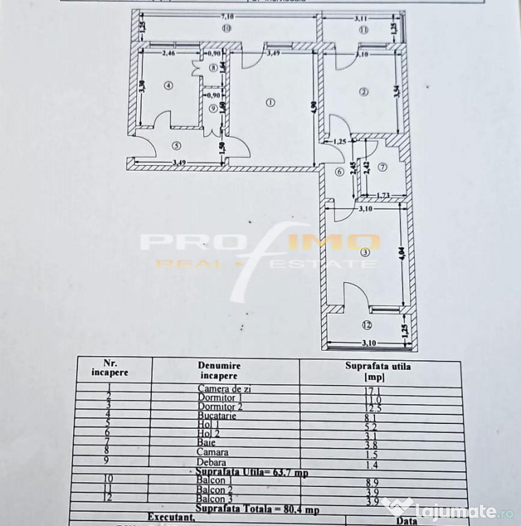 Centru Ferdinand - Apartament 3 camere semidecomandat su.80m