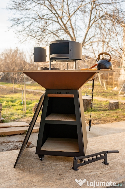 Gratare cu plita inox / baza , cuva corten