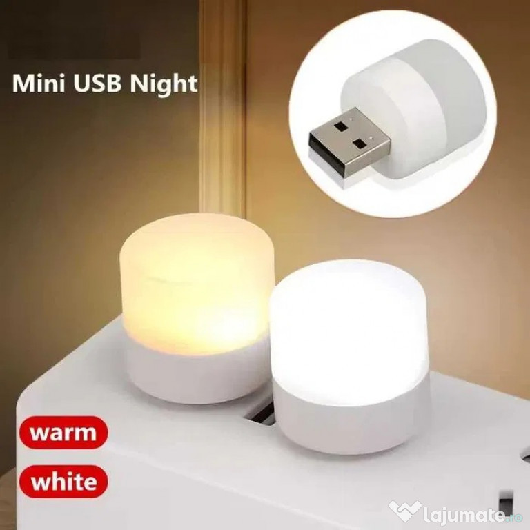 Mini lampa USB LED Alb/Cald pentru veghe noaptea