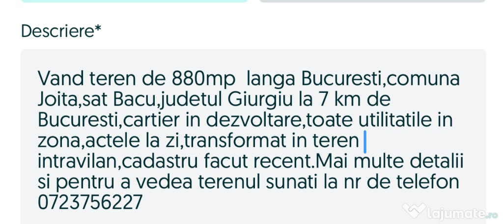 Teren lângă București 880mp