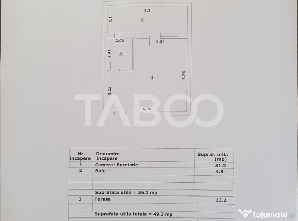 Studio de vanzare 36 mp utili + terasa 13 mp constructie nou
