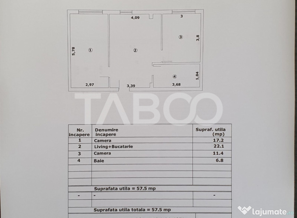Apartament 3 camere 57 mp utili constructie noua 2025